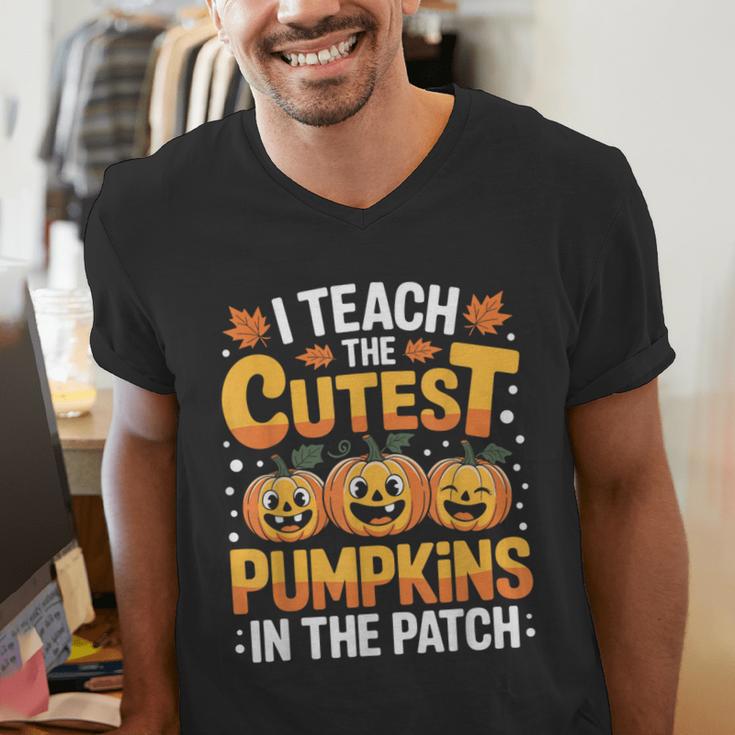 I Teach The Cutest Pumpkins Shirt Teachers Halloween Men's V-Neck T-Shirt, funny gift I Teach The Cutest Pumpkins Shirt Teachers Halloween Men's V-Neck T-Shirt, funny gift