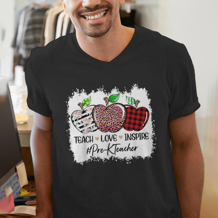 Teach Love Inspire Pre-k Teacher Apple Leopard Red Plain Men's V-Neck T-Shirt, funny gift Teach Love Inspire Pre-k Teacher Apple Leopard Red Plain Men's V-Neck T-Shirt, funny gift