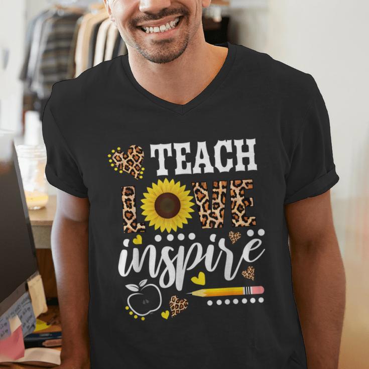 TEACH LOVE INSPIRE Teacher Sunflower Appreciation Men's V-Neck T-Shirt, funny gift TEACH LOVE INSPIRE Teacher Sunflower Appreciation Men's V-Neck T-Shirt, funny gift