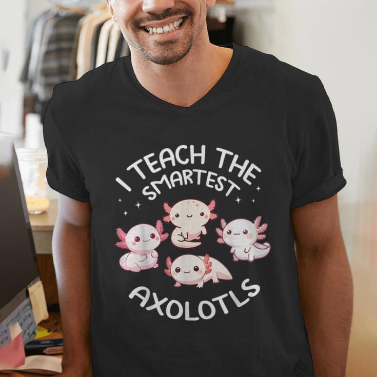I Teach The Smartest Axolotls Cute Teacher Axolotl Men's V-Neck T-Shirt, funny gift I Teach The Smartest Axolotls Cute Teacher Axolotl Men's V-Neck T-Shirt, funny gift