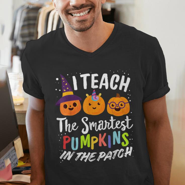 I Teach The Smartest Pumpkins The Patch Teacher Fall Season For Men Women Kids Men's V-Neck T-Shirt, funny gift