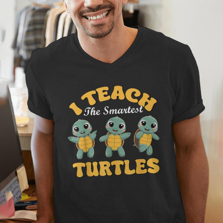 I Teach The Smartest Turtles Thanksgiving Proud Teacher Job Men's V-Neck T-Shirt, funny gift I Teach The Smartest Turtles Thanksgiving Proud Teacher Job Men's V-Neck T-Shirt, funny gift