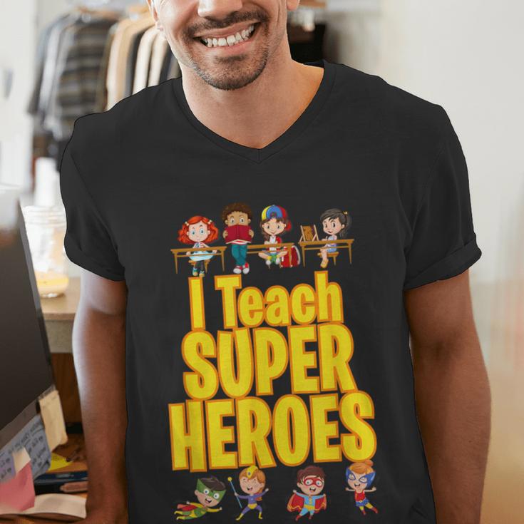 I Teach Super Heroes Comic Book Hero Teacher School Men's V-Neck T-Shirt, Super Teacher Shirts, funny gift
