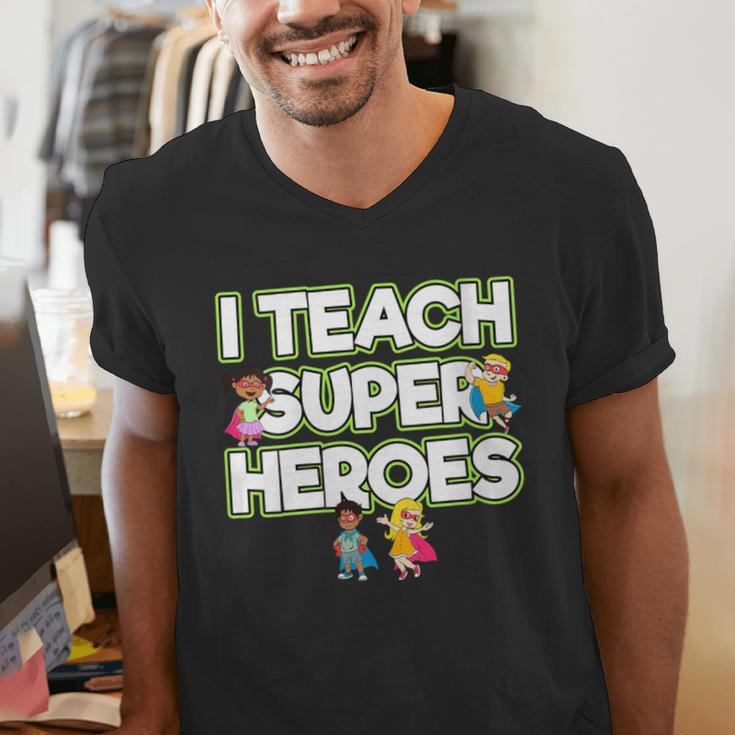 I Teach Superheroes School Teacher Professor Men's V-Neck T-Shirt, funny gift I Teach Superheroes School Teacher Professor Men's V-Neck T-Shirt, funny gift