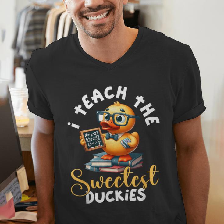 I Teach The Sweetest Duckies Teacher Rubber Duck Teaching Men's V-Neck T-Shirt, funny gift I Teach The Sweetest Duckies Teacher Rubber Duck Teaching Men's V-Neck T-Shirt, funny gift