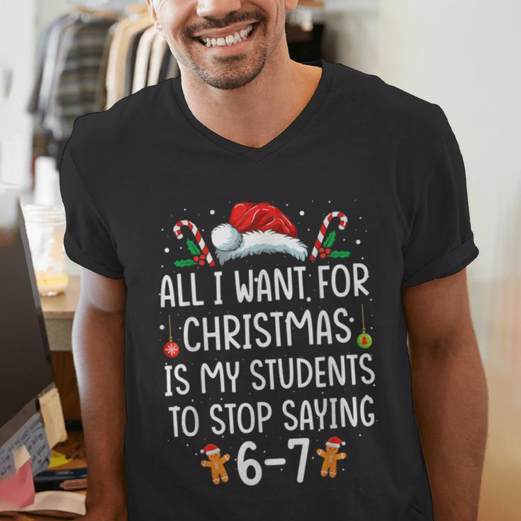 Teacher 67 Christmas Six Seven 6-7 For Men Women Humor Men's V-Neck T-Shirt, funny gift Teacher 67 Christmas Six Seven 6-7 For Men Women Humor Men's V-Neck T-Shirt, funny gift