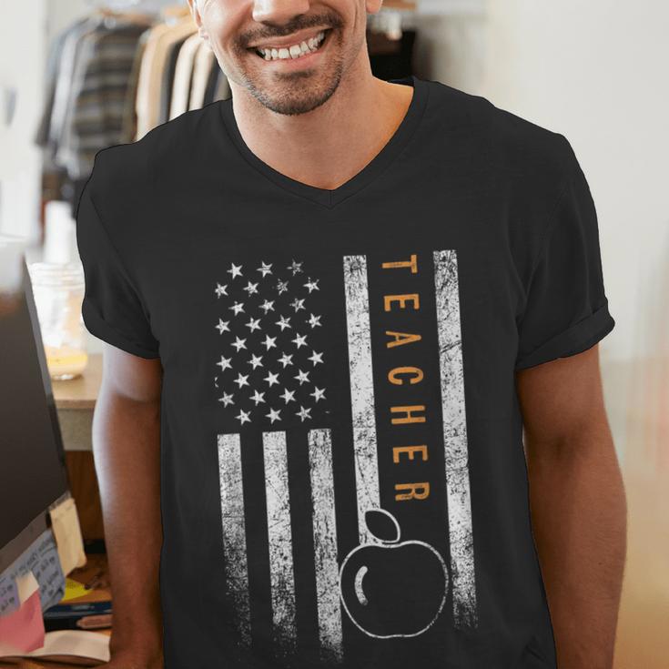 Teacher American Flag Teacher's Day Teaching Men's V-Neck T-Shirt, funny gift