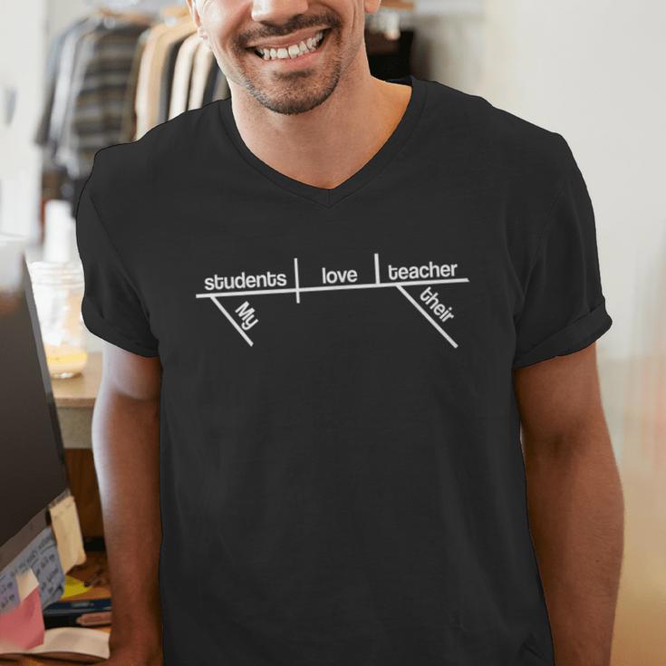 Teacher Appreciation Diagrammed Sentence Tshirt Men's V-Neck T-Shirt, funny gift