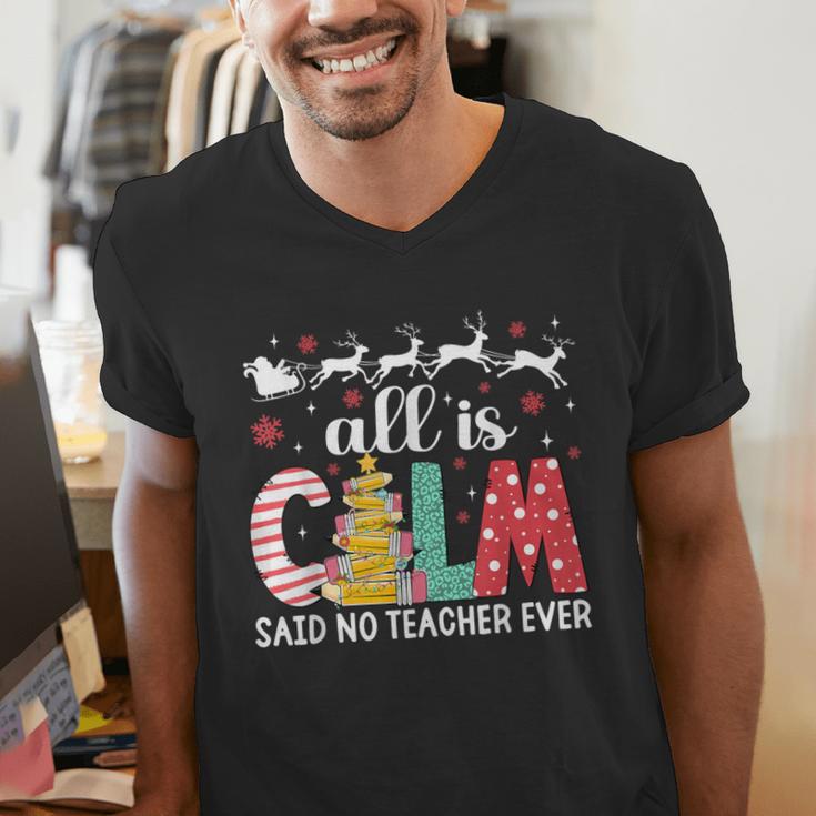 Teacher All Calm Said No Teacher Christmas Pencil Tree Men's V-Neck T-Shirt, funny gift