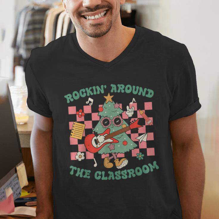 Teacher Christmas Rockin' Around The Classroom Men Women Kids Men's V-Neck T-Shirt, funny gift Teacher Christmas Rockin' Around The Classroom Men Women Kids Men's V-Neck T-Shirt, funny gift