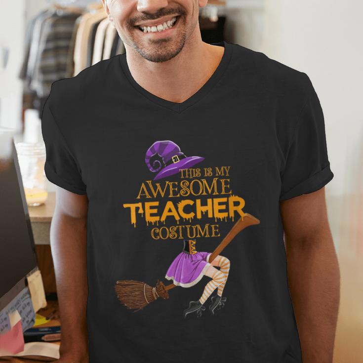 This Is My Teacher Costume Halloween Family Matching Group Men's V-Neck T-Shirt, funny gift This Is My Teacher Costume Halloween Family Matching Group Men's V-Neck T-Shirt, funny gift