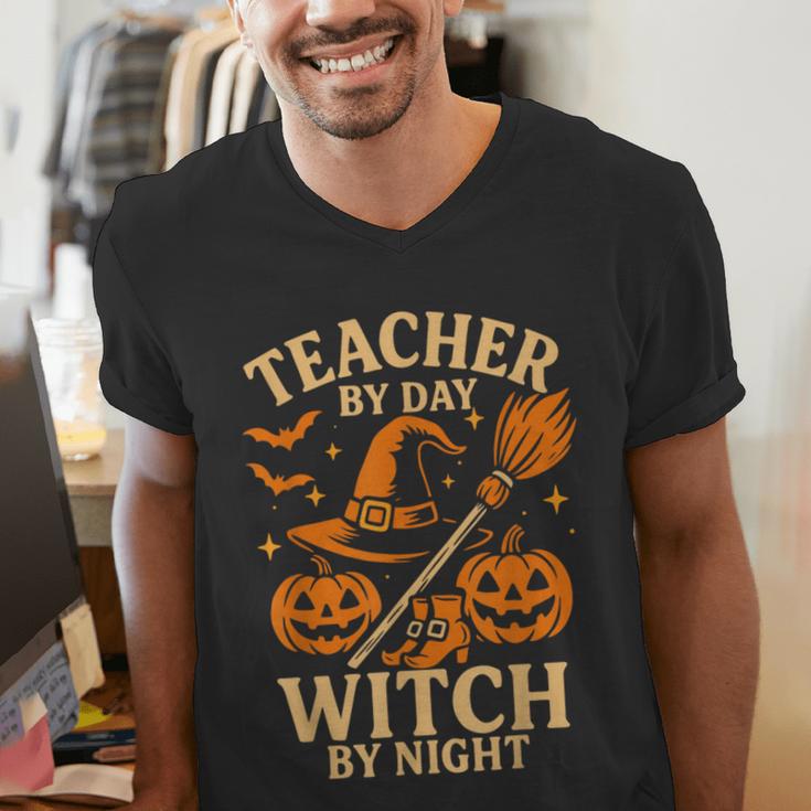 Teacher By Day Witch By Night Halloween Teacher Witch Men's V-Neck T-Shirt, funny gift Teacher By Day Witch By Night Halloween Teacher Witch Men's V-Neck T-Shirt, funny gift
