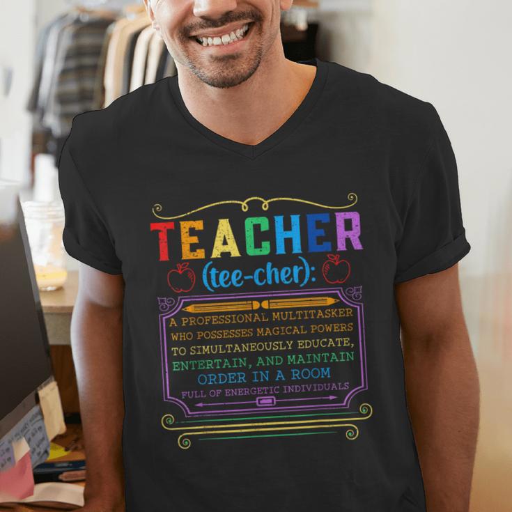 Teacher Definition Teaching School Teacher Men's V-Neck T-Shirt, funny gift