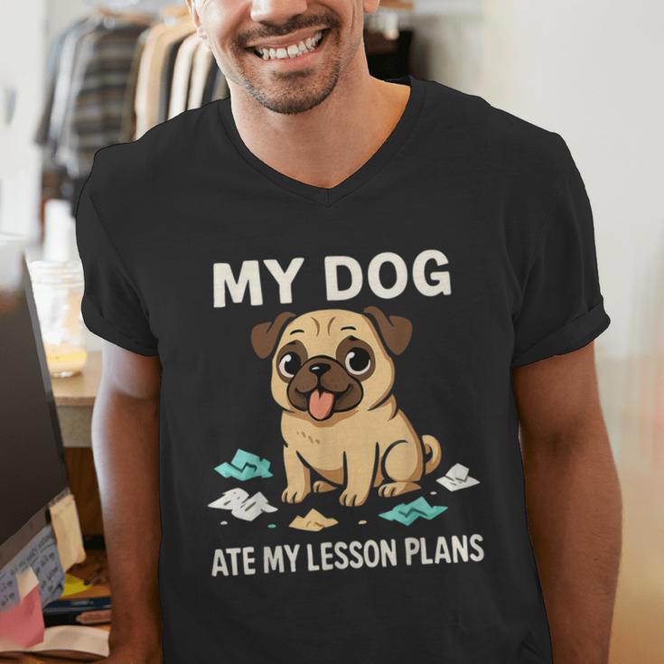 Teacher My Dog Ate My Lesson Plans School Staff Men's V-Neck T-Shirt, funny gift