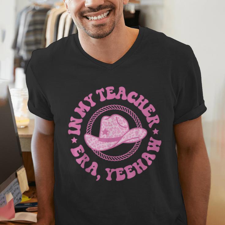In My Teacher Era Yeehaw Pink Teacher Western Cowgirl Men's V-Neck T-Shirt, funny gift In My Teacher Era Yeehaw Pink Teacher Western Cowgirl Men's V-Neck T-Shirt, funny gift