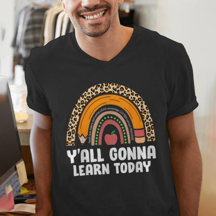 Teacher First Day Of School Y'All Gonna Learn Today Men's V-Neck T-Shirt, funny gift Teacher First Day Of School Y'All Gonna Learn Today Men's V-Neck T-Shirt, funny gift