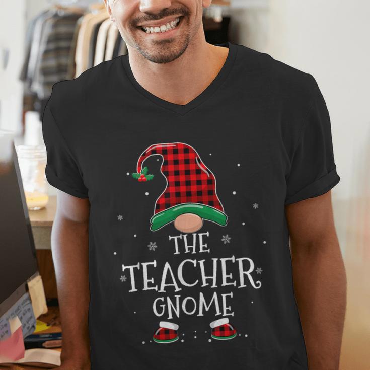 Teacher Gnome Xmas Family Matching Plaid Christmas Gnomes Men's V-Neck T-Shirt, funny gift Teacher Gnome Xmas Family Matching Plaid Christmas Gnomes Men's V-Neck T-Shirt, funny gift