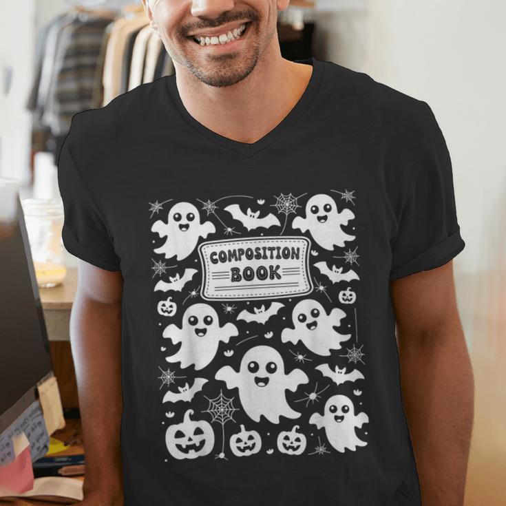 Teacher Halloween Composition Notebook Costume Halloween Men's V-Neck T-Shirt, funny gift Teacher Halloween Composition Notebook Costume Halloween Men's V-Neck T-Shirt, funny gift