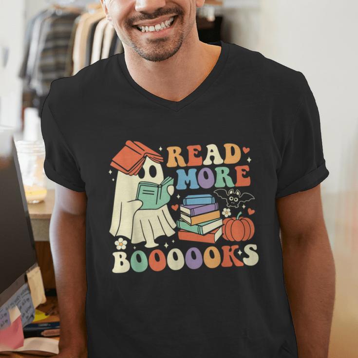 Teacher Halloween Cute Booooks Ghost Read More Books Men's V-Neck T-Shirt, funny gift Teacher Halloween Cute Booooks Ghost Read More Books Men's V-Neck T-Shirt, funny gift