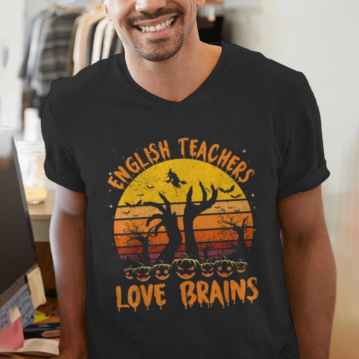 Teacher Halloween All English Teachers Love Brains Men's V-Neck T-Shirt, English Teacher Shirts, funny gift Teacher Halloween All English Teachers Love Brains Men's V-Neck T-Shirt, English Teacher Shirts, funny gift