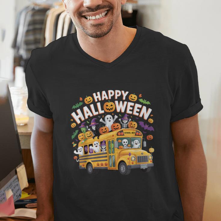 Teacher Halloween School Bus Driver Cute Ghost Witch Party Men's V-Neck T-Shirt, funny gift Teacher Halloween School Bus Driver Cute Ghost Witch Party Men's V-Neck T-Shirt, funny gift