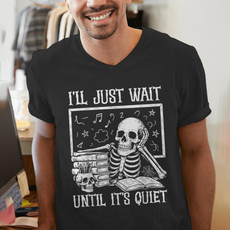 Teacher Halloween Shirt I'Ll Just Wait Until It's Quiet Men's V-Neck T-Shirt, funny gift Teacher Halloween Shirt I'Ll Just Wait Until It's Quiet Men's V-Neck T-Shirt, funny gift