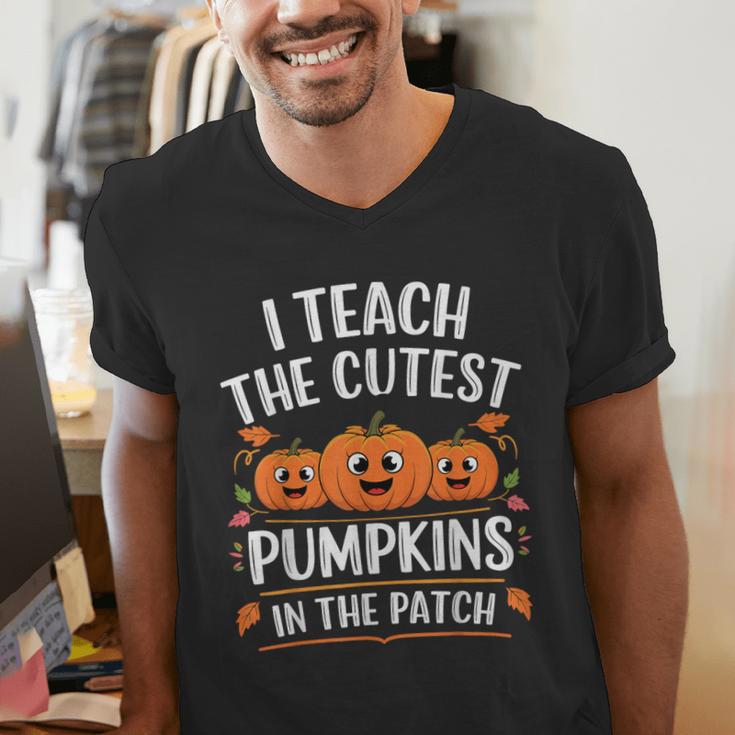 Teacher Halloween I Teach The Cutest Pumpkins In The Patch Men's V-Neck T-Shirt, funny gift Teacher Halloween I Teach The Cutest Pumpkins In The Patch Men's V-Neck T-Shirt, funny gift