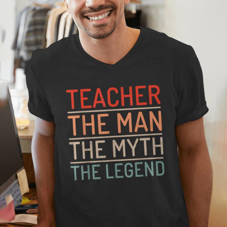 Teacher The Man The Myth The Legend School Holiday Teacher Men's V-Neck T-Shirt, funny gift Teacher The Man The Myth The Legend School Holiday Teacher Men's V-Neck T-Shirt, funny gift