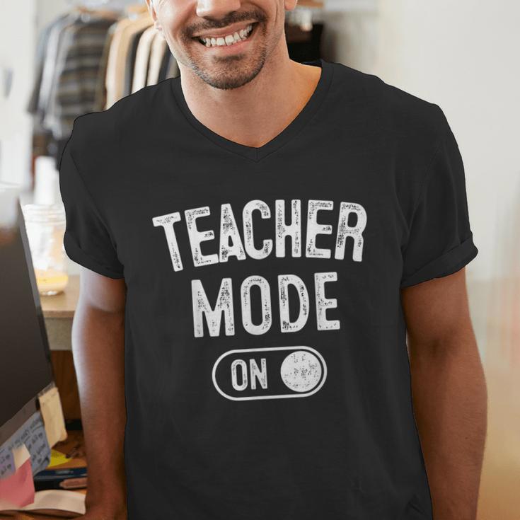 Teacher Mode On School Education Educator Men's V-Neck T-Shirt, funny gift