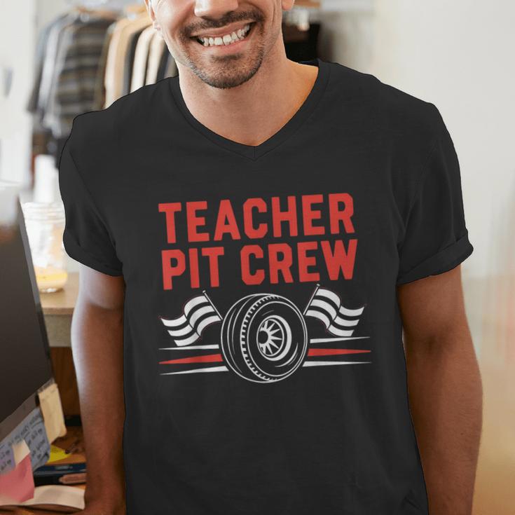 Teacher Pit Crew Race Car Driver Costume Men Women Kids Men's V-Neck T-Shirt, funny gift