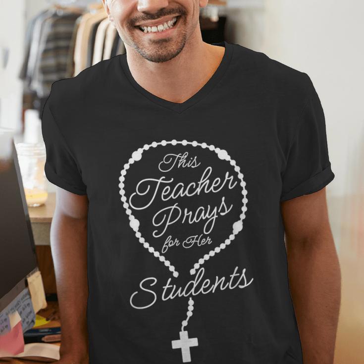 This Teacher Prays For Her Students Catholic Rosary Men's V-Neck T-Shirt, funny gift This Teacher Prays For Her Students Catholic Rosary Men's V-Neck T-Shirt, funny gift