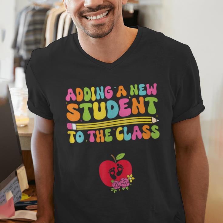Teacher Pregnancy Announcement Clothing Expecting Teacher X-Small Men's V-Neck T-Shirt, funny gift