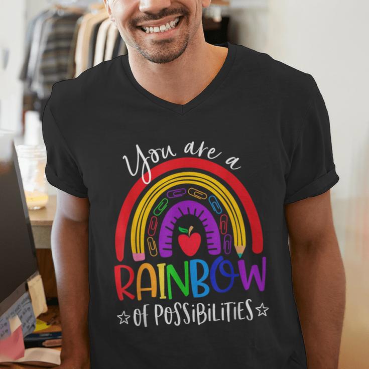 Teacher You Are a Rainbow Of Possibilities Funny Men's V-Neck T-Shirt, funny gift Teacher You Are a Rainbow Of Possibilities Funny Men's V-Neck T-Shirt, funny gift
