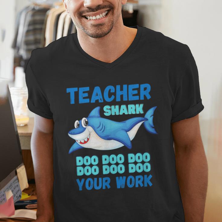 Teacher Shark Do Your Work Men's V-Neck T-Shirt, funny gift