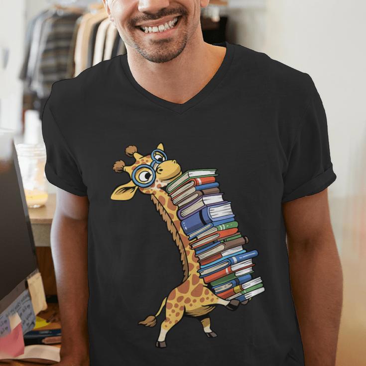 Teacher Shirt Giraffe Holding Books Bookworm Librarian Men's V-Neck T-Shirt, funny gift Teacher Shirt Giraffe Holding Books Bookworm Librarian Men's V-Neck T-Shirt, funny gift