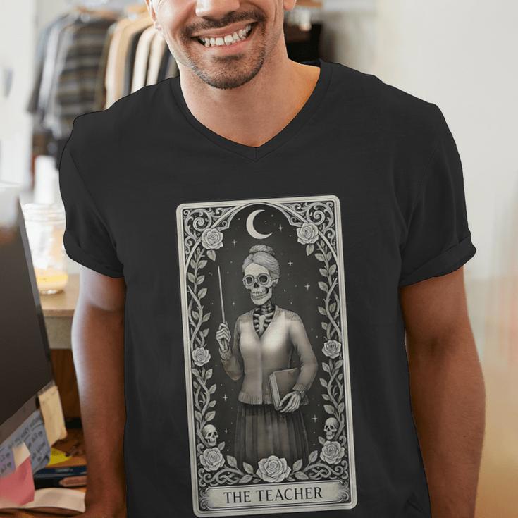 The Teacher Skeleton Tarot Card Men's V-Neck T-Shirt, funny gift The Teacher Skeleton Tarot Card Men's V-Neck T-Shirt, funny gift