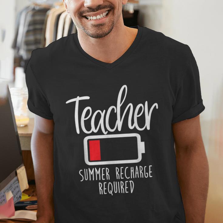 Teacher Summer Recharge Required Last Day School Women Men's V-Neck T-Shirt, funny gift Teacher Summer Recharge Required Last Day School Women Men's V-Neck T-Shirt, funny gift