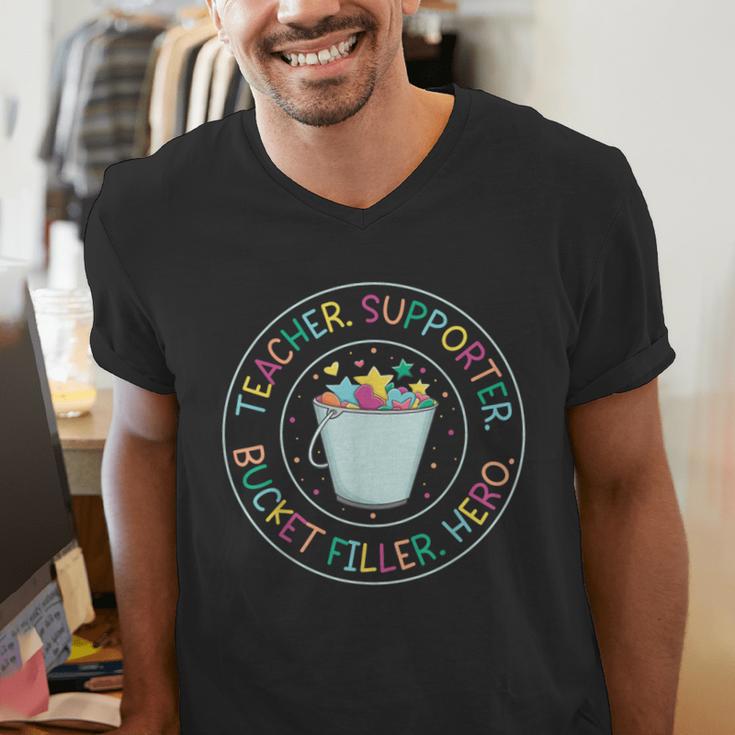 Teacher Supporter Bucket Filler Hero Men's V-Neck T-Shirt, funny gift