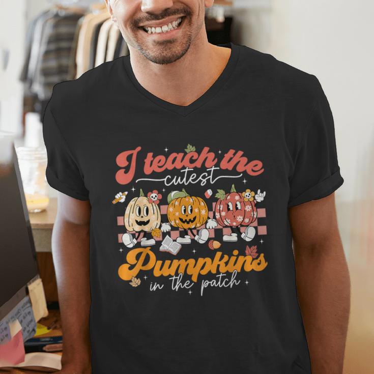 Teacher I Teach The Cutest Pumpkins In The Patch Fall Autumn Men's V-Neck T-Shirt, funny gift Teacher I Teach The Cutest Pumpkins In The Patch Fall Autumn Men's V-Neck T-Shirt, funny gift