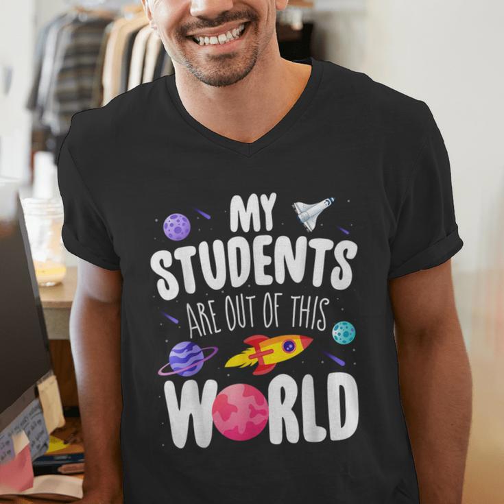 Teacher Tee My Students Are Out Of This World Space Men's V-Neck T-Shirt, funny gift Teacher Tee My Students Are Out Of This World Space Men's V-Neck T-Shirt, funny gift