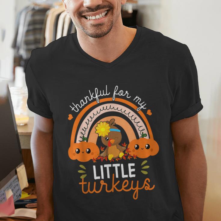 Teacher Thanksgiving Shirt Thankful For My Little Turkeys Men's V-Neck T-Shirt, funny gift Teacher Thanksgiving Shirt Thankful For My Little Turkeys Men's V-Neck T-Shirt, funny gift
