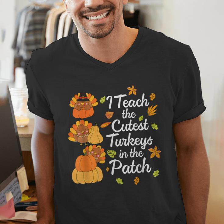 Teacher Thanksgiving I Teach The Cutest Turkeys In The Patch Men's V-Neck T-Shirt, funny gift Teacher Thanksgiving I Teach The Cutest Turkeys In The Patch Men's V-Neck T-Shirt, funny gift