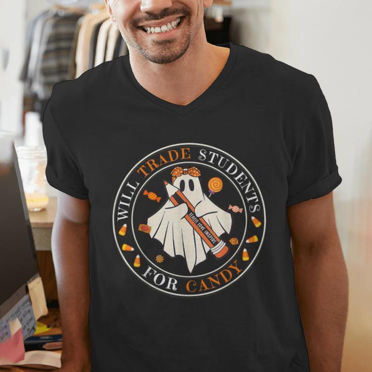 Teacher Will Trade Students For Candy Easy Halloween Costume Men's V-Neck T-Shirt, funny gift