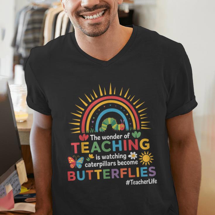 Teacher The Wonder Of Teaching Is Watching Caterpillar Men's V-Neck T-Shirt, funny gift Teacher The Wonder Of Teaching Is Watching Caterpillar Men's V-Neck T-Shirt, funny gift