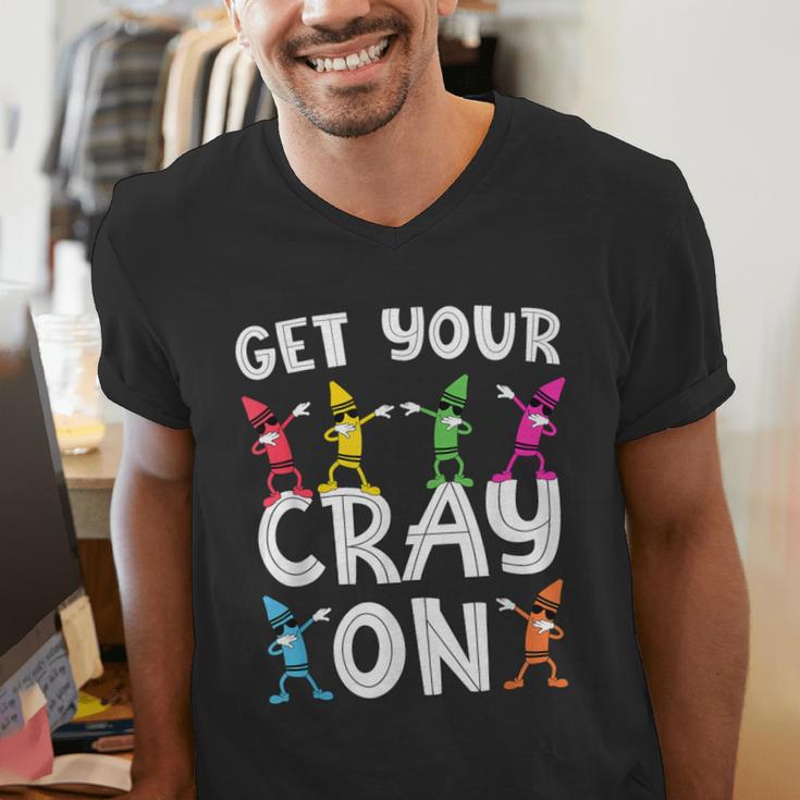 Teacher's Get Your Cray On Dabbing Crayons Men's V-Neck T-Shirt, funny gift Teacher's Get Your Cray On Dabbing Crayons Men's V-Neck T-Shirt, funny gift