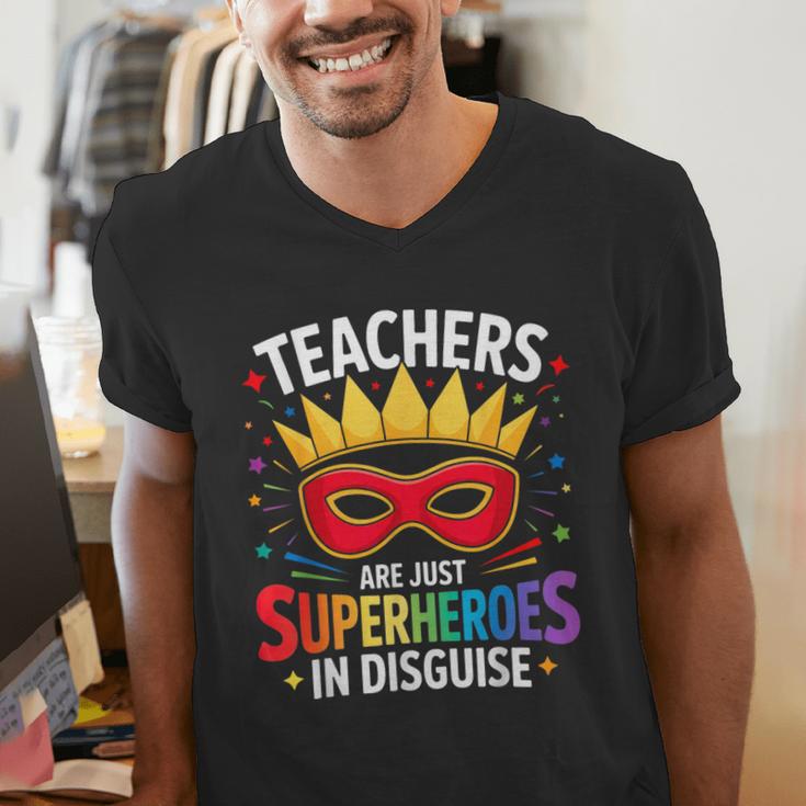 Teachers Are Just Superheroes In Disguise Fun Back To School Men's V-Neck T-Shirt, funny gift