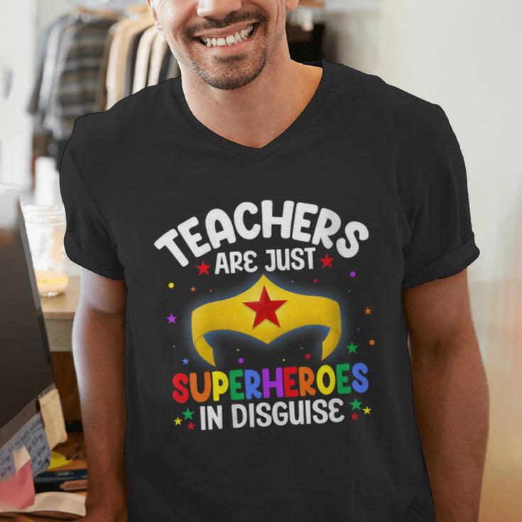 Teachers Are Just Superheroes In Disguise School Women Men Men's V-Neck T-Shirt, funny gift Teachers Are Just Superheroes In Disguise School Women Men Men's V-Neck T-Shirt, funny gift