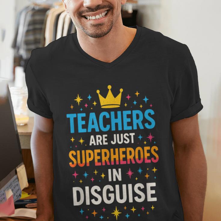 Teachers Are JUST Superheroes Fun School Men's V-Neck T-Shirt, funny gift Teachers Are JUST Superheroes Fun School Men's V-Neck T-Shirt, funny gift