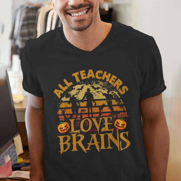 All Teachers Love Brains School Halloween Costume Men's V-Neck T-Shirt, funny gift