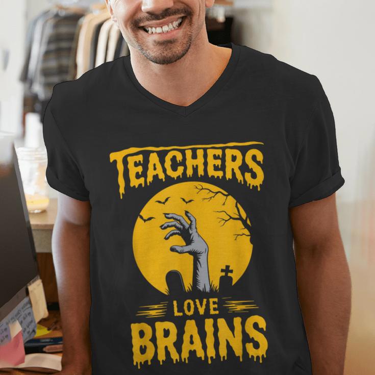 Teachers Love Brains Shirt Men Women Halloween Teacher Men's V-Neck T-Shirt, funny gift Teachers Love Brains Shirt Men Women Halloween Teacher Men's V-Neck T-Shirt, funny gift